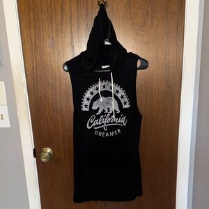 Adidas Black Hoodie tank with Graphic Print